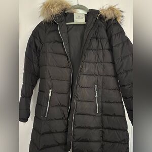 Moncler Black Puffer Jacket with Fur Trim